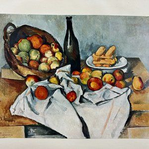 Vintage Paul Cezanne Still Life with Basket of Apples Unframed 10" X 8"